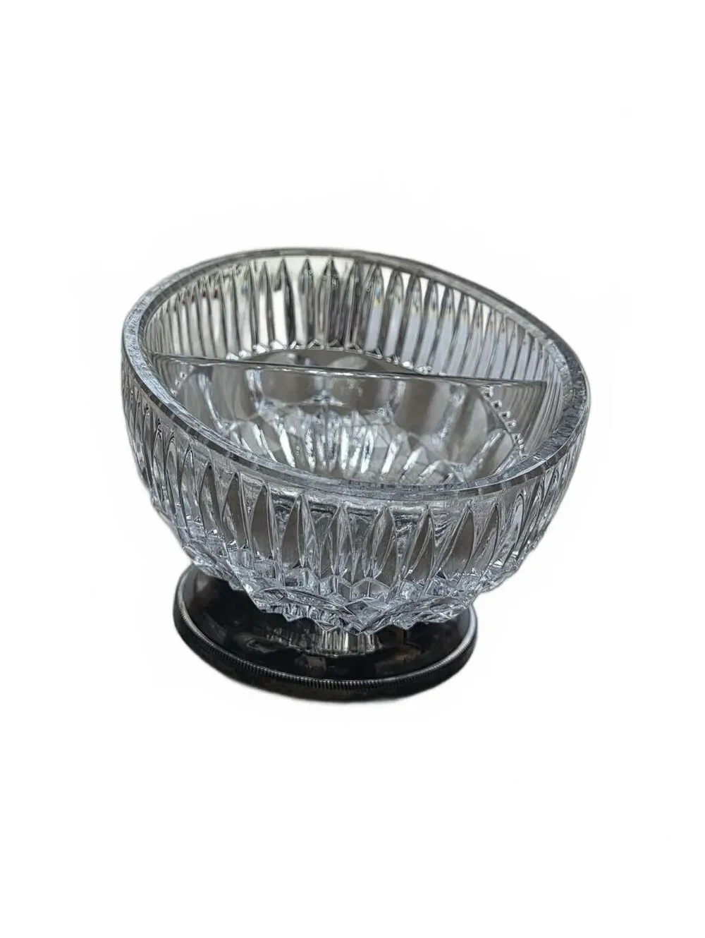 William Adams Towle Crystal Divided Relish Dish Silverplate